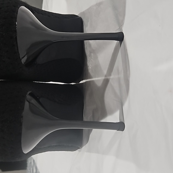 Zara Trafaluc Black Stretchy Sock Mesh Pointed Toe Ankle Boot Stiletto Heels - Picture 5 of 9